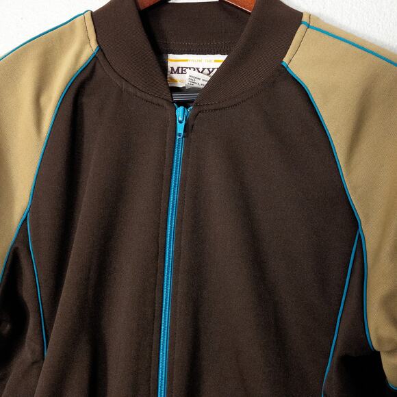 Mervyn’s Jacket Men’s Small Retro Vintage 90s Trackwear Brown Colorblock Zip Up - Picture 3 of 12